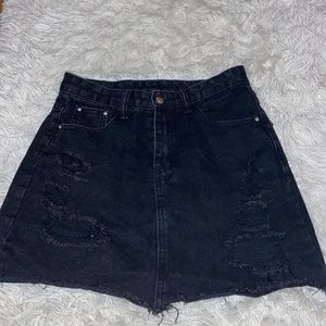 Black denim skirt